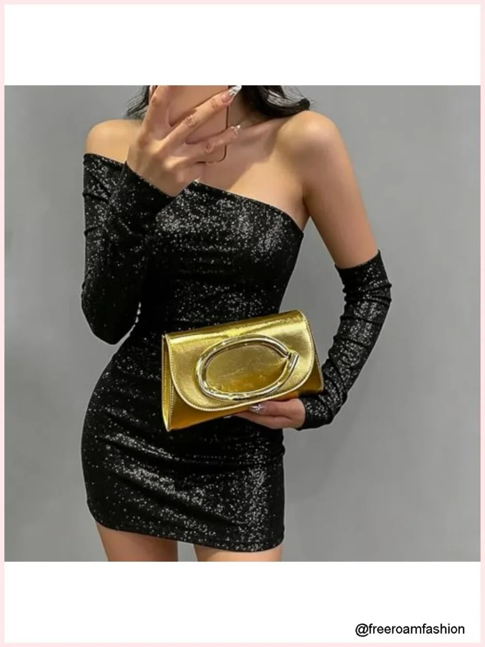 PU Leather Clutch Purses for Women, Glamorous Crossbody Handbag Party Clutch